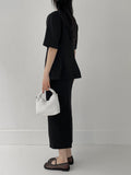 Lauder Linen No collar half jacket