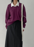 Greek V-neck Loose Fit Sweatshirt