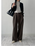 [Belt SET] With Two Tuck Wide Slacks
