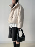 Hairy High Neck Double Short Coat