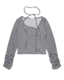 SIDE BUTTON STRAP CARDIGAN