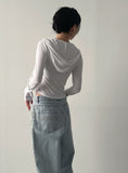 Pin-Tuck Hood Neck Slim Fit Tee