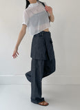 Haze Chiffon Tie Crop Blouse