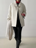 [wool100%] Raglan Boucle Collar Half Coat