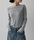 Melo Ribbed Off-Shoulder T-Shirt