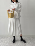 [Setup Available] Pin Pleated Long Skirt