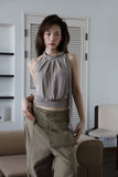 Work belted cotton pants