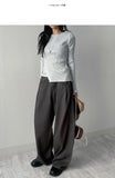 744 Tencel pleated wide pants