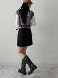 Studded Vintage Buckle Middle Boots