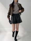 [Tie SET] Arc Raglan Round Blouse