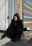 DRAPE NECK KNIT HOODIE