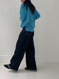 Slit Button V-neck Overfit Knit