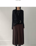 Mirror Low Pleats Long Skirt