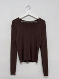 [Plan] Kissing Ribbed U-neck Knit T-shirt