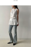 Shirring Frill Layered Sleeveless