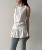 Shirring Frill Layered Sleeveless