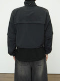 Curved high neck detachable windbreaker