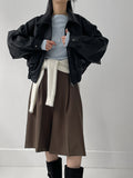 Ribbed Slit Boat Neck T-Shirt