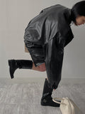 Crocker Glossy Leather Overfit Blouson