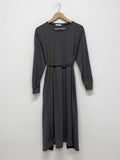 Flat Ribbed Deep-Slit Wrap One Piece