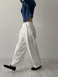 [unisex] Chino Belted Cotton Wide Pants