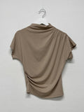 Shirring Cap Mock Neck T-Shirt