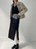 Ribbed wrap see-through layered t-shirt