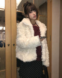 Leon collar quilted fur half jacket