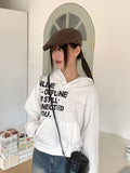 Online Y2K lettering semi crop long sleeve hooded T-shirt