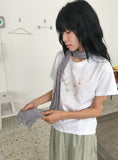 Kinue Butterfly Print Silket Short Sleeve Tee