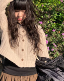 Aring Boucle Knit Ribbed Crop Cardigan
