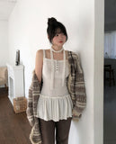 Tiz Button Ruffle Layered Sleeveless Scarf Set