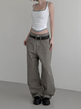 Poble Embroidered Patch Rivet Cotton Pants