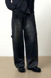 SNAP BIKER DENIM PANTS