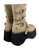 Buckle Platform Sole Suede Boots