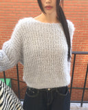 Poville Snowflake Fluffy Off-Shoulder Boat Neck Knit