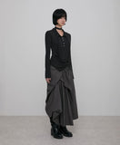 Asymmetrical Draped Layered Long Skirt