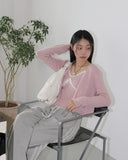 [Wool 10/SET] Hea Lace V-neck Ribbed Sleeveless Knit Cardigan Set