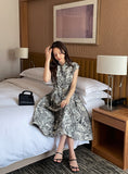 Diel Toile Collar Sleeveless Flare One Piece (Belt set)