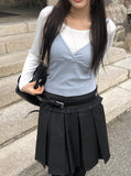 Boven Color Matching V Sleeveless T-Shirt Layered Set