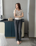 Kelly Unbalanced Drape Short Sleeve Tee-Blouse