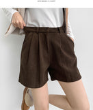 Winter Shorts Corduroy Fleece Brushed Pin Tuck Banding Short Pants