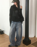 Davon Vintage Punching Damage V-Neck Knit