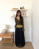 Bowling corduroy snap adjust wide-fit long pants