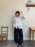 [unisex] Mubone Summer Stripe Linen Banding Wide Pants