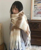 Sand Cashmere Stripe Muffler Scarf