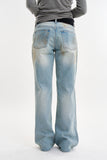 Faded wide leg denim pants