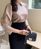 Chencid Quilted Cowhide Mini Shoulder Bag