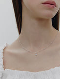 Essence Silver (W) Moissanite Flower Dainty Necklace