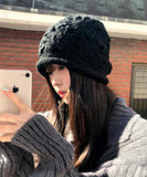 Le Sue Flower Pattern Knit Beanie